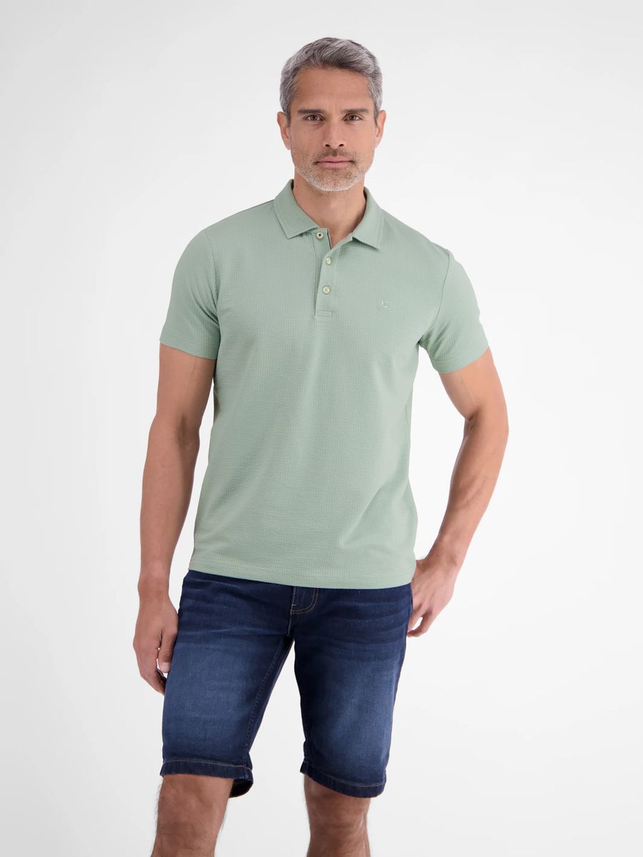 Weiches Seersucker Kurzarm-Poloshirt
