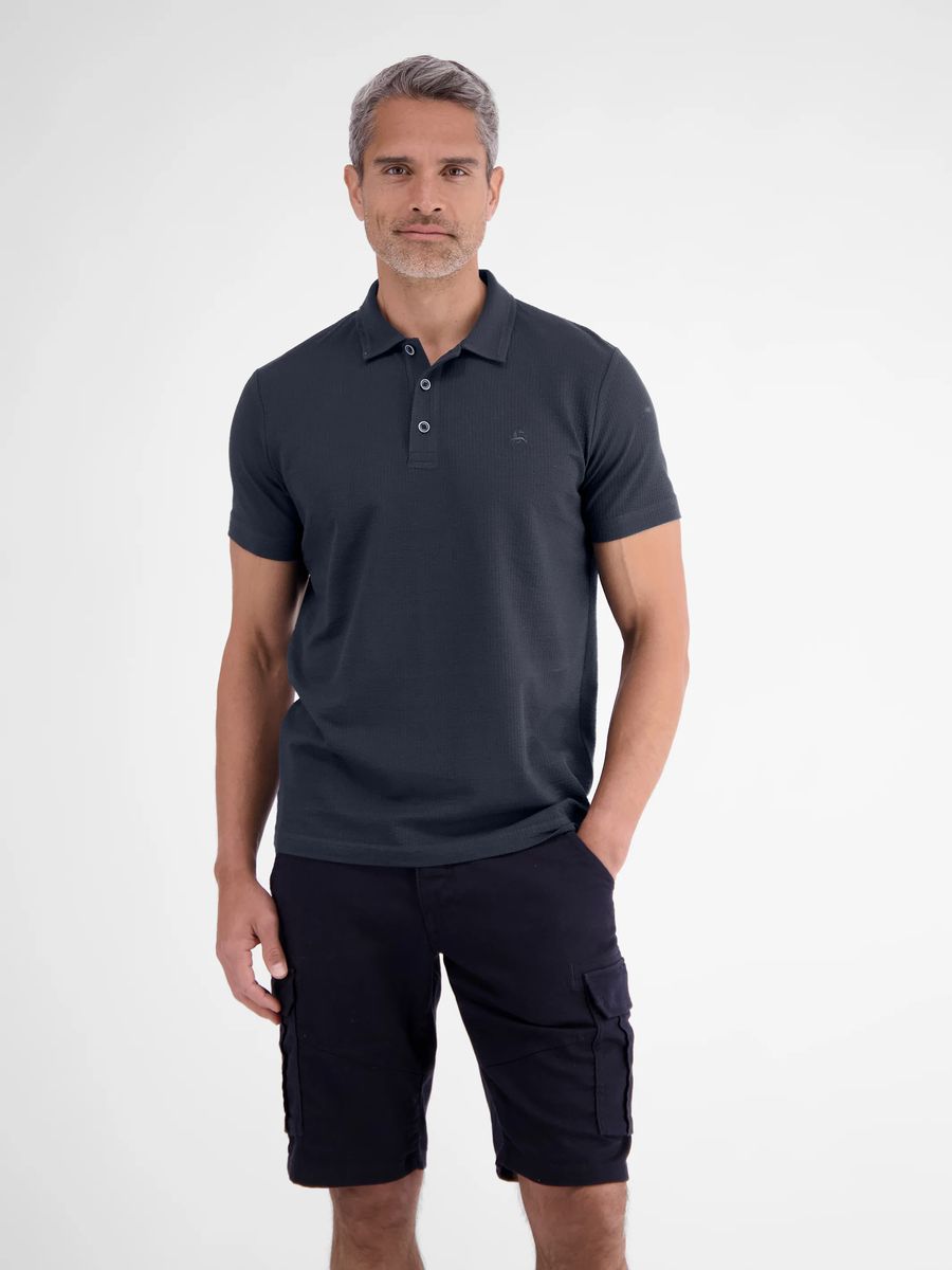 Weiches Seersucker Kurzarm-Poloshirt