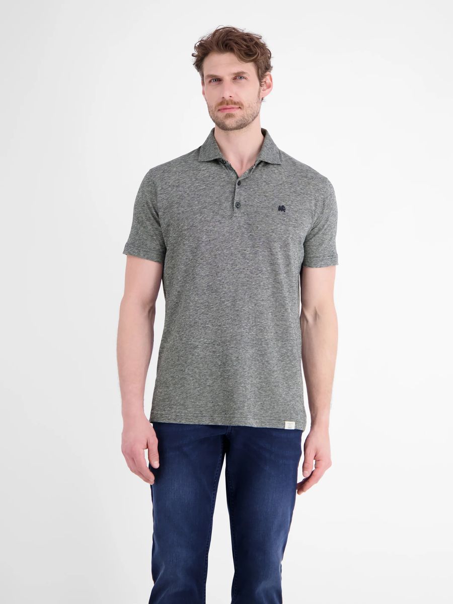 Strukturiertes Baumwoll-Leinen-Poloshirt