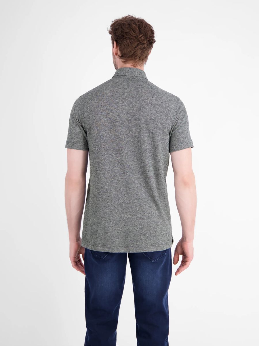 Strukturiertes Baumwoll-Leinen-Poloshirt