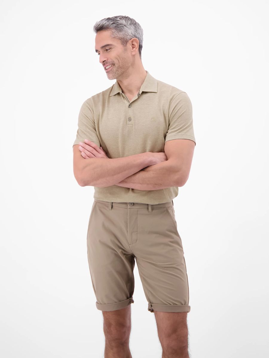 Strukturiertes Baumwoll-Leinen-Poloshirt
