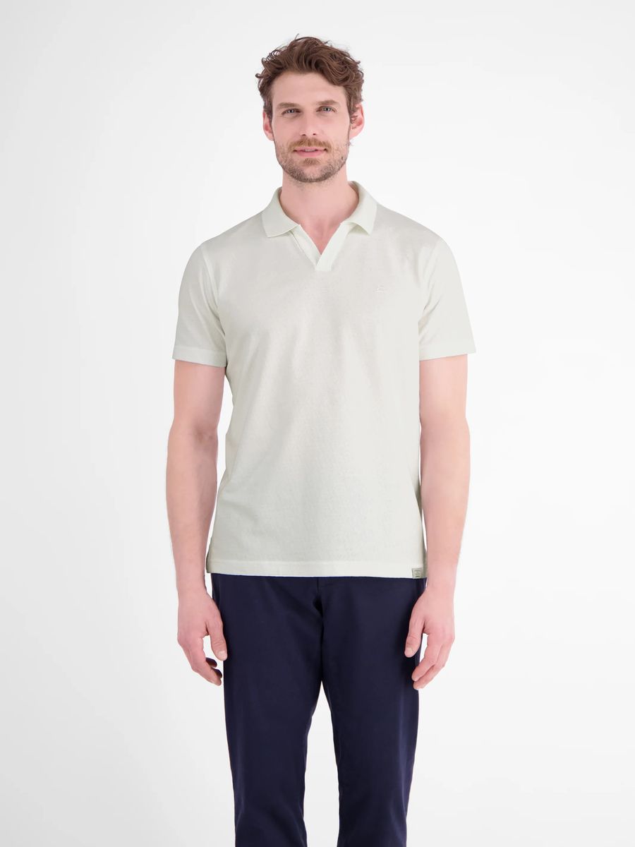 Knopfloses Jacquard-Polo aus Baumwolle