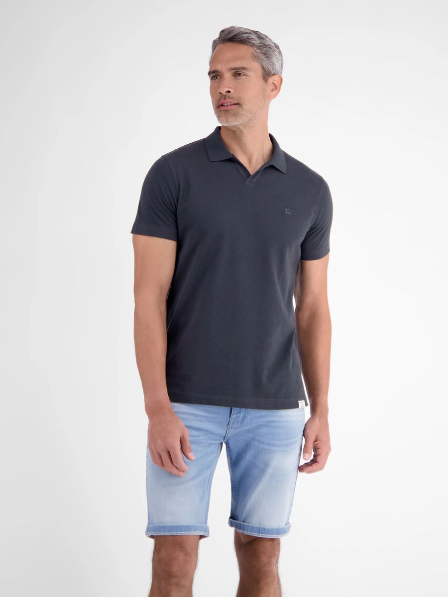 Knopfloses Jacquard-Polo aus Baumwolle