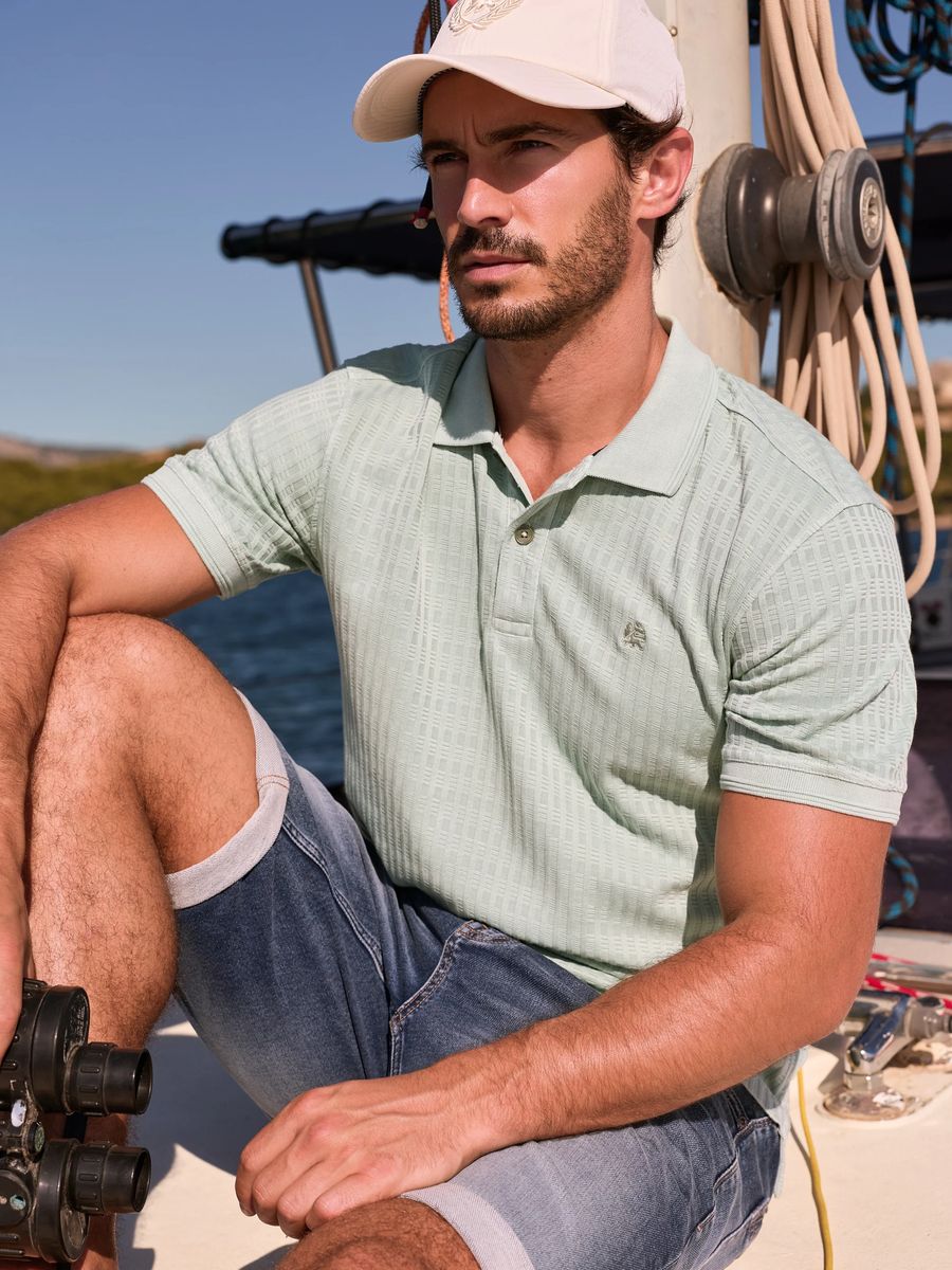 Jacquard-Poloshirt mit Waffelstruktur