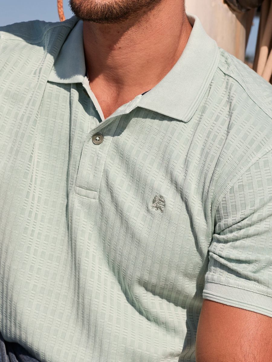 Jacquard-Poloshirt mit Waffelstruktur