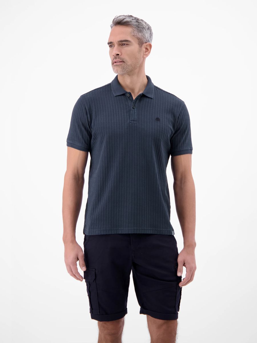 Jacquard-Poloshirt mit Waffelstruktur