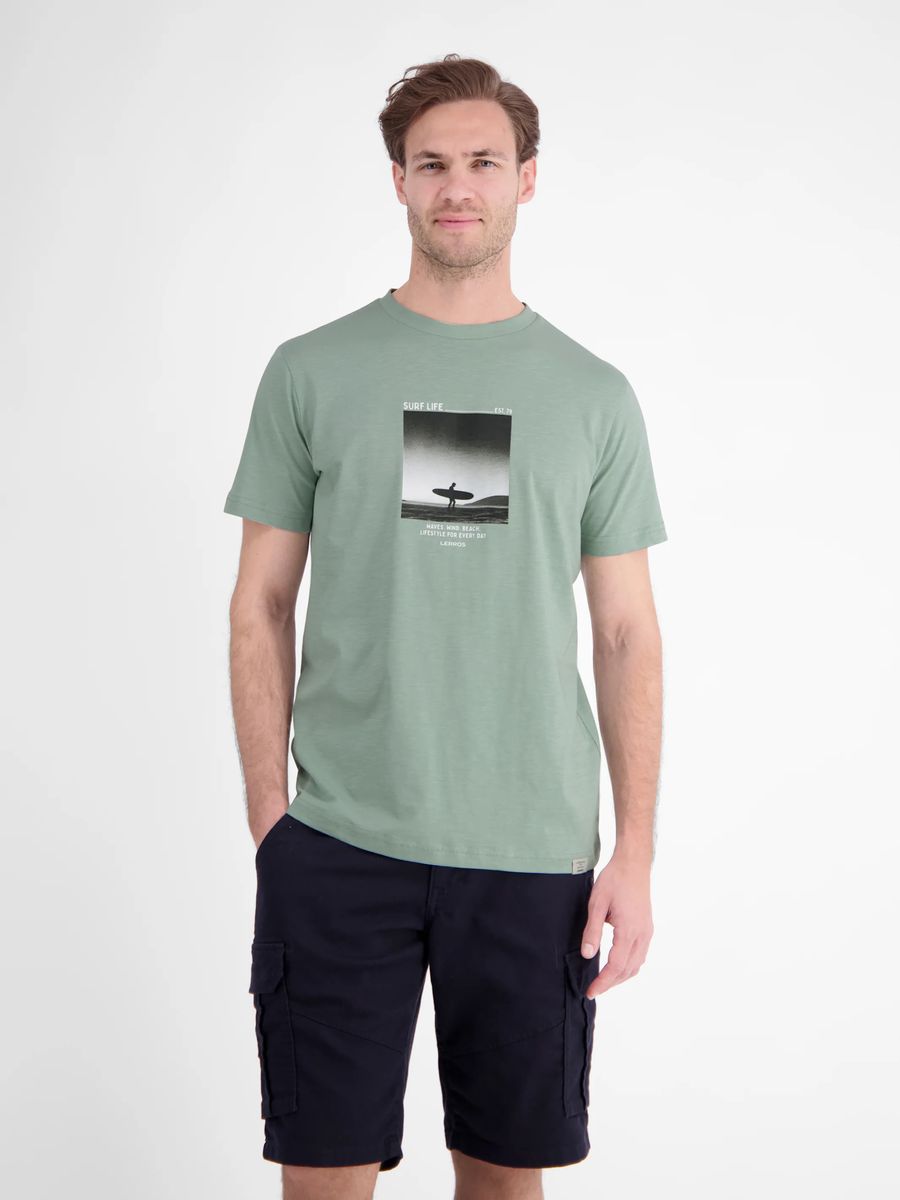 Baumwoll-T-Shirt mit Surfer-Grafikprint