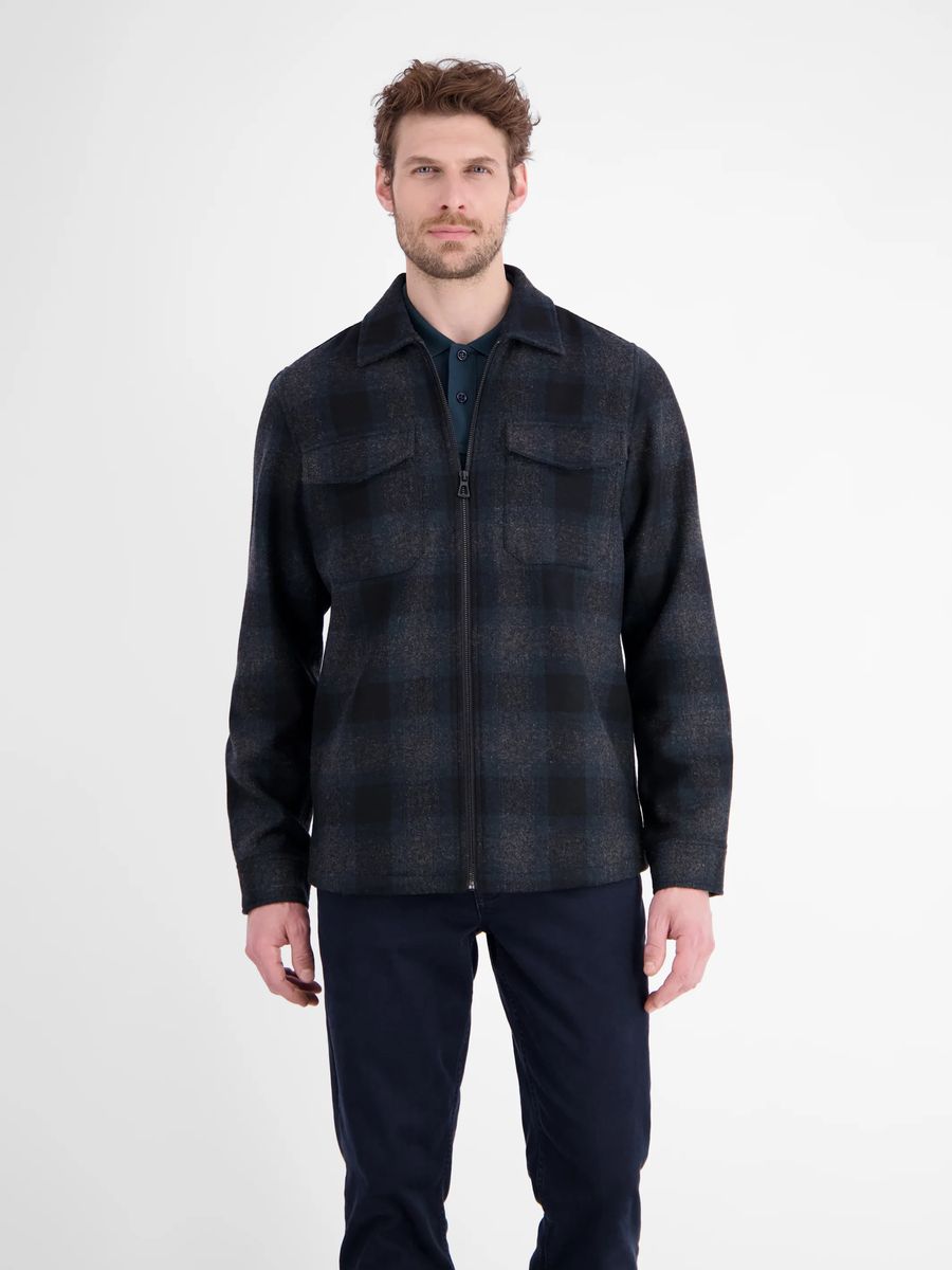 Kariertes Overshirt aus Wollmischung