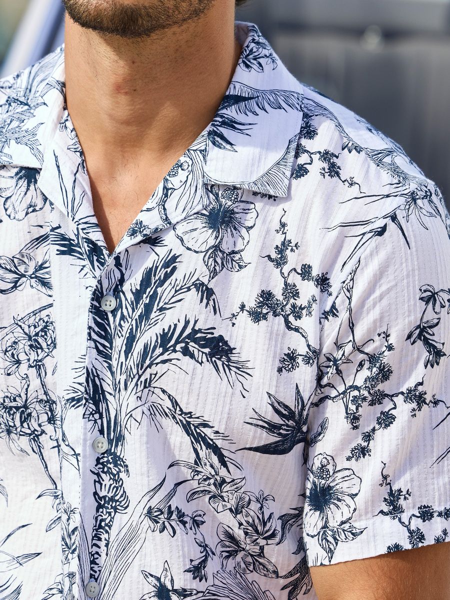 Strukturiertes Hemd mit floralem Print