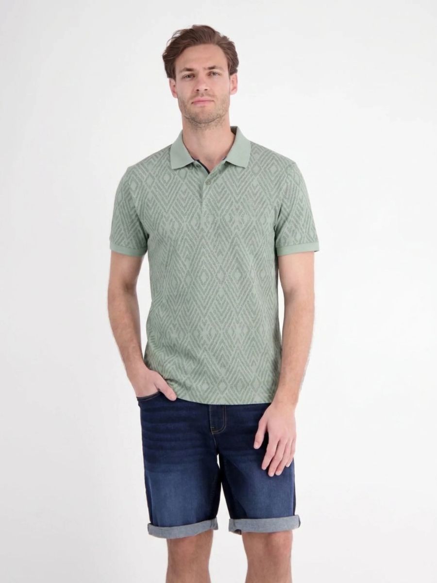 Poloshirt mit Rauten-Jacquard-Muster