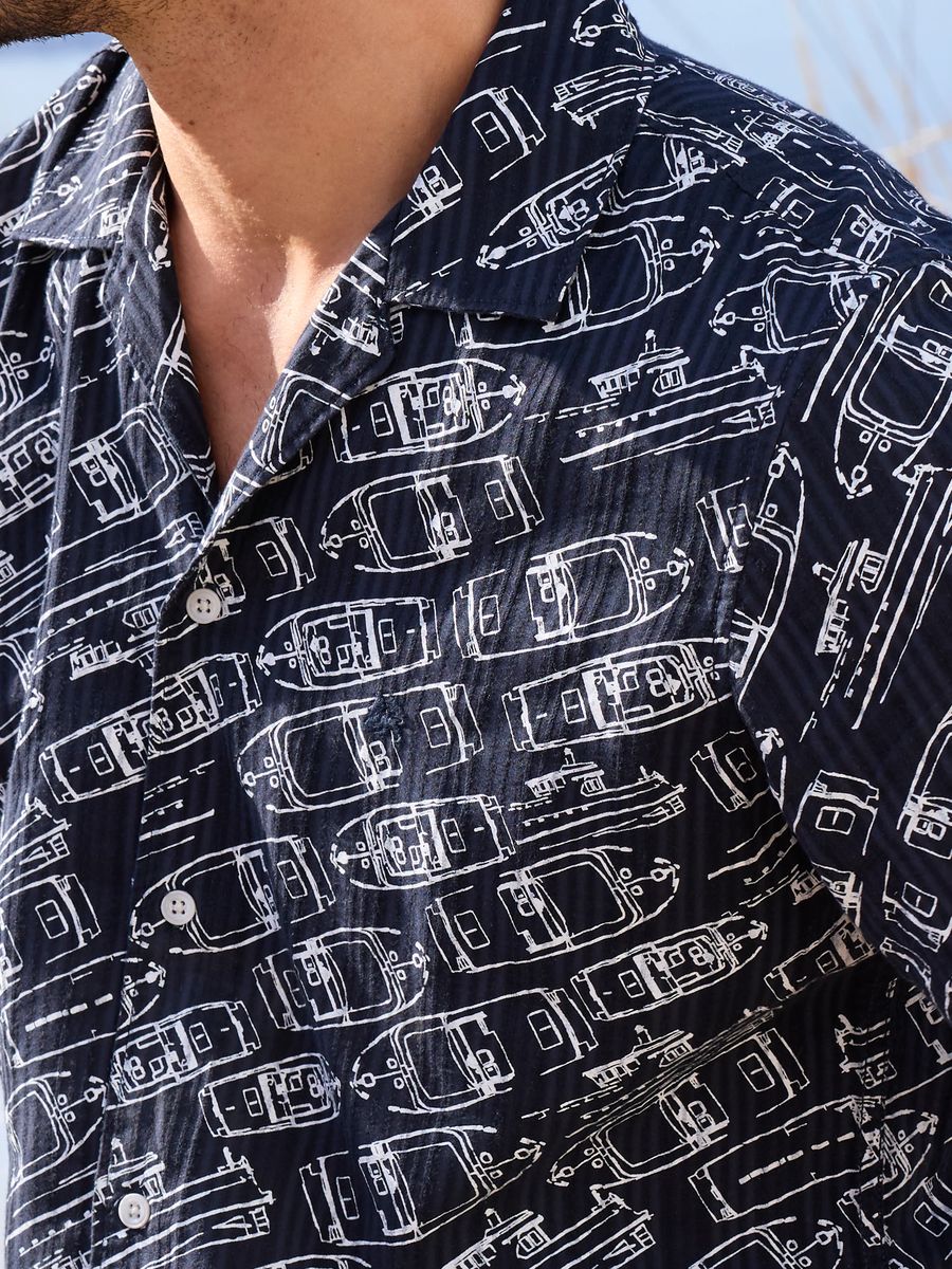 Baumwollhemd mit maritimem Boots-Print