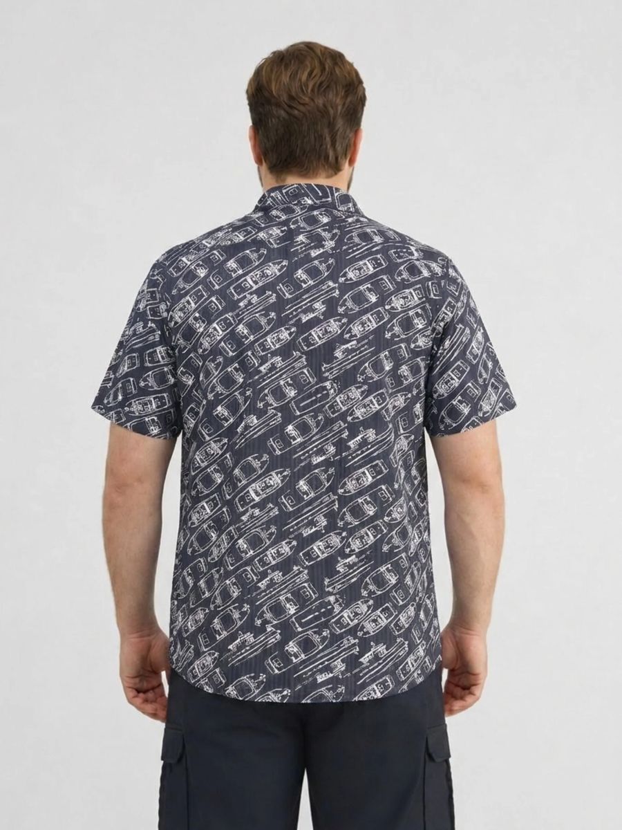 Kurzarmhemd mit maritimem Boot-Print