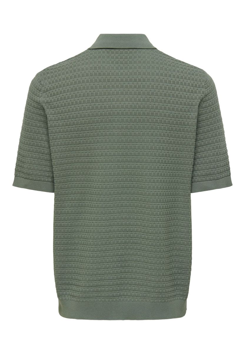 Strukturiertes Strick-Poloshirt mit Reißverschluss