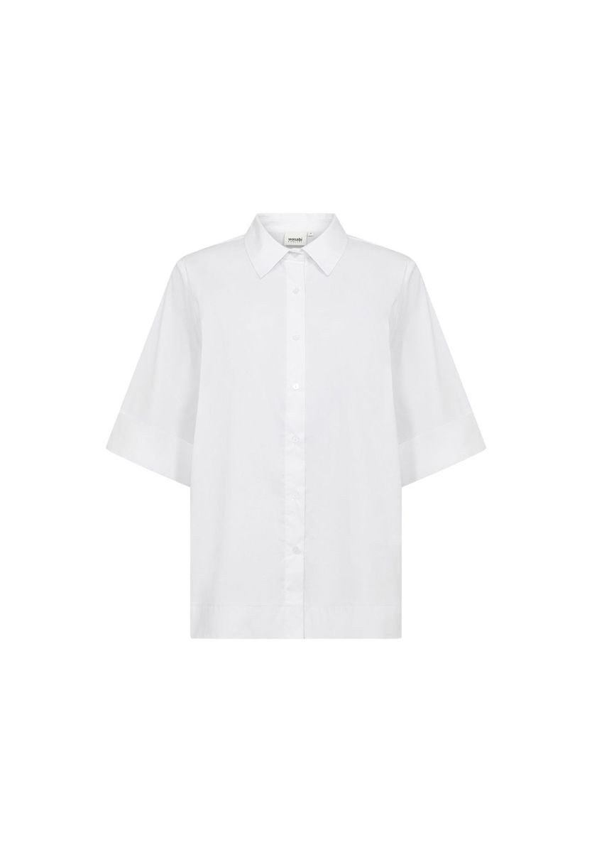 Klassisches, kurzärmeliges weißes Popeline-Hemd