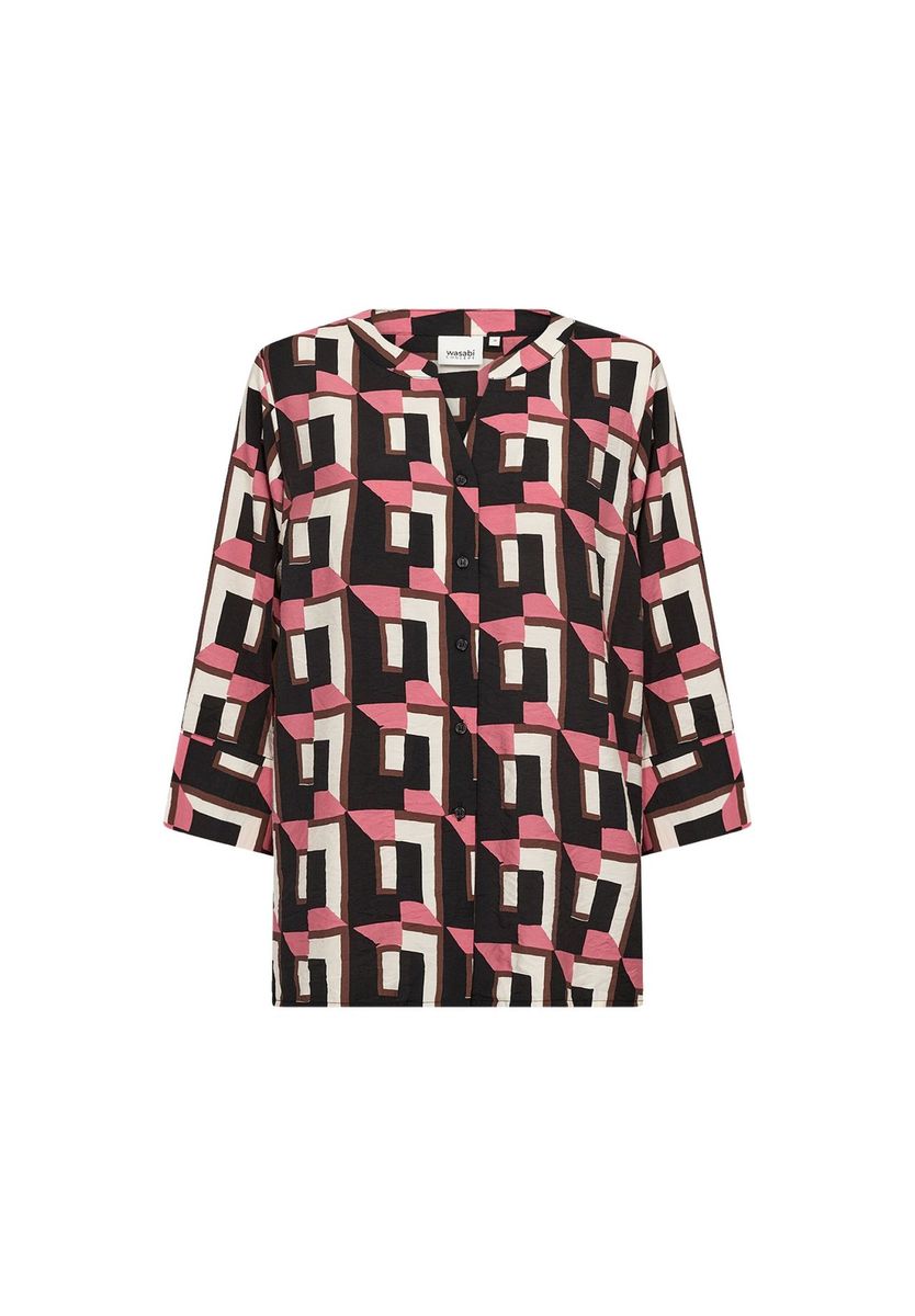 Geometrische Bluse mit Knopfleiste