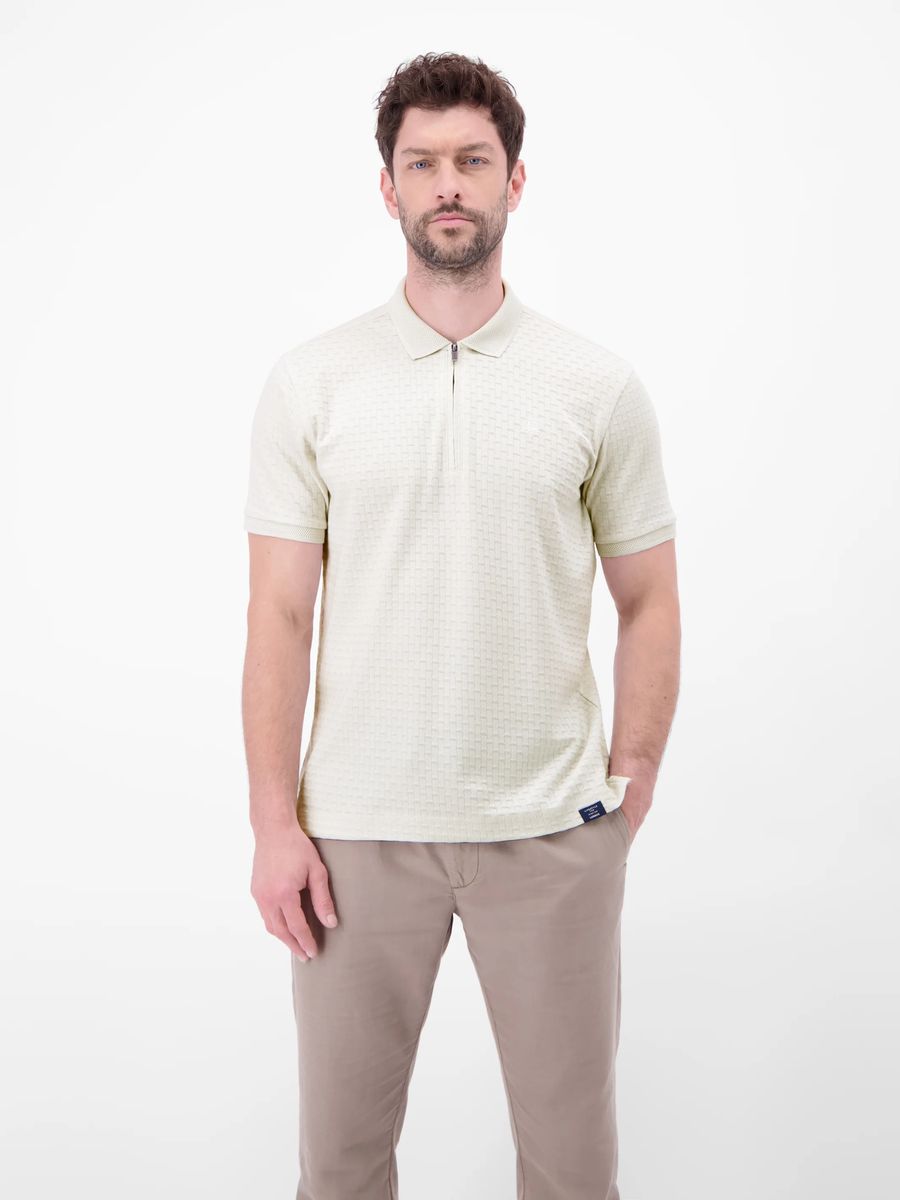 Strukturiertes Baumwoll-Polo mit Reißverschluss