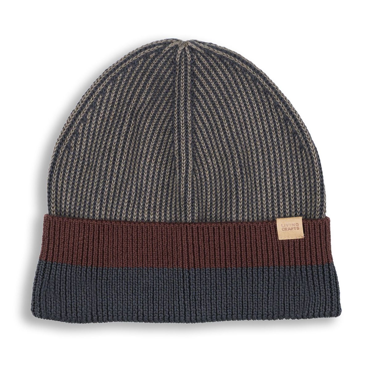Gerippte Bio-Beanie mit Umschlag