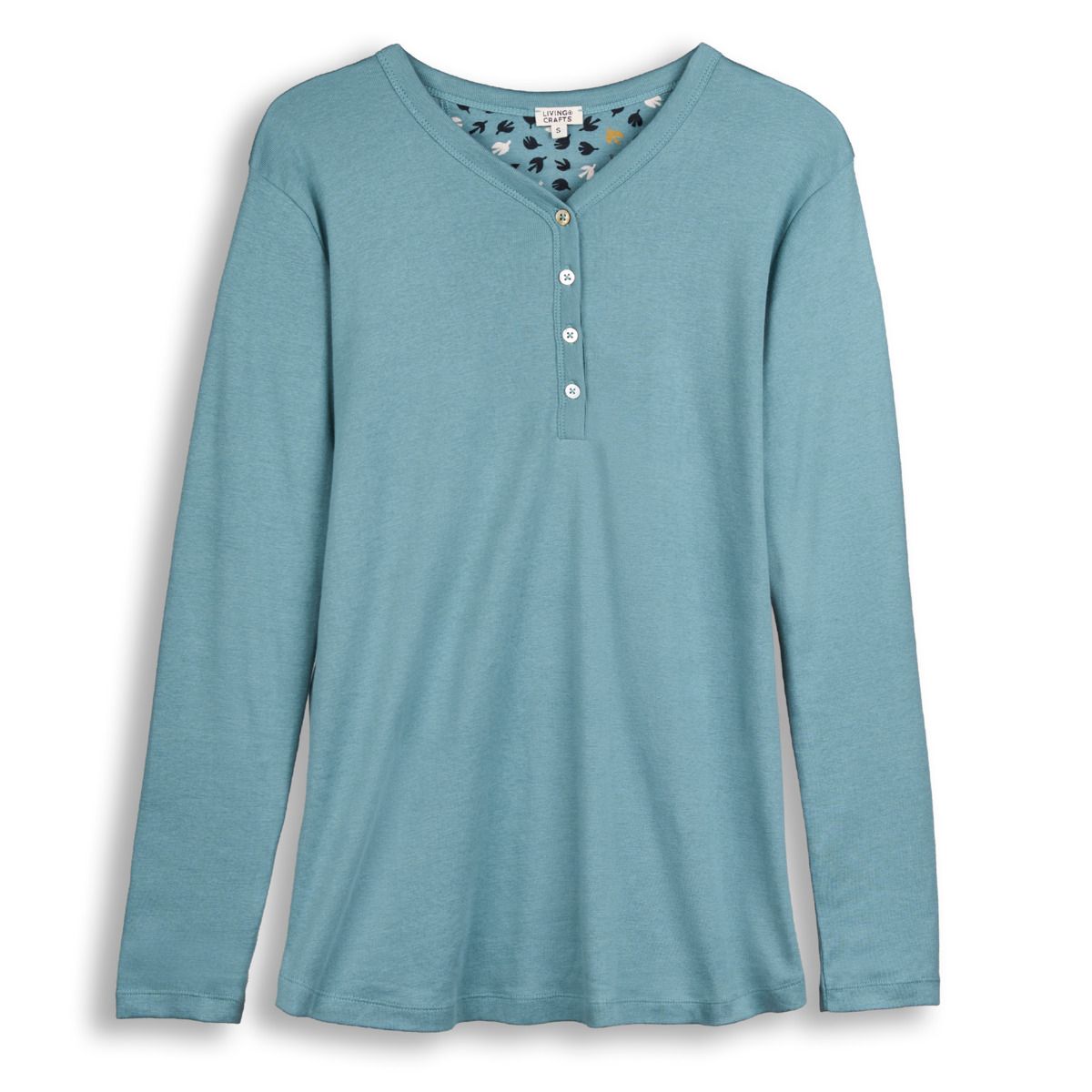 Langärmliges Feinripp Henley-Shirt