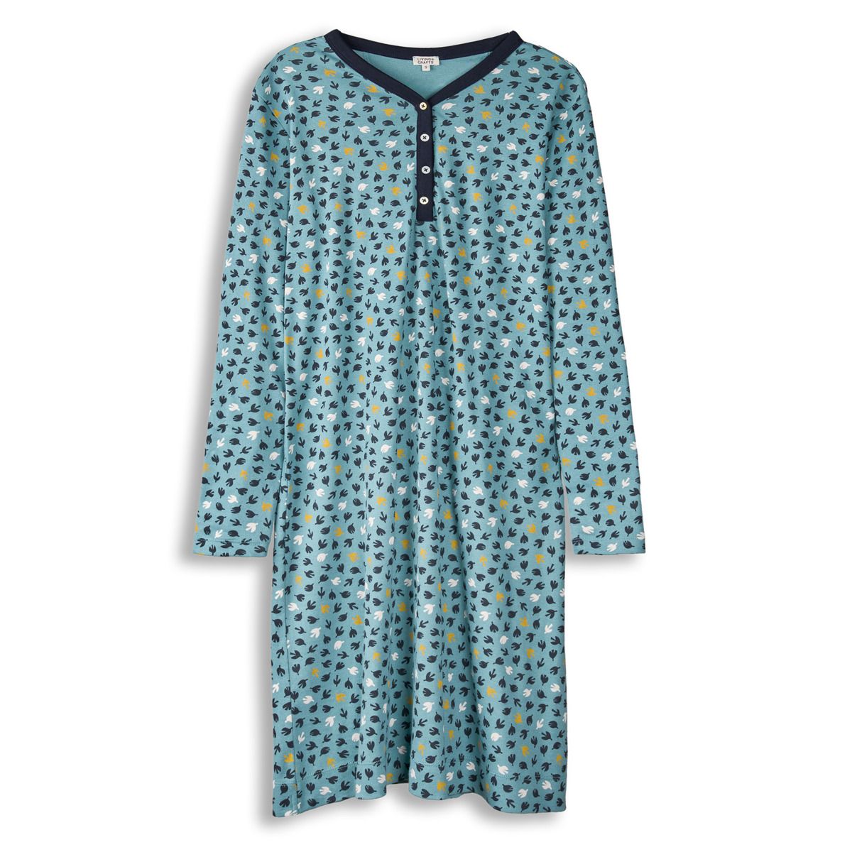 Henley-Schlafkleid mit Naturprint