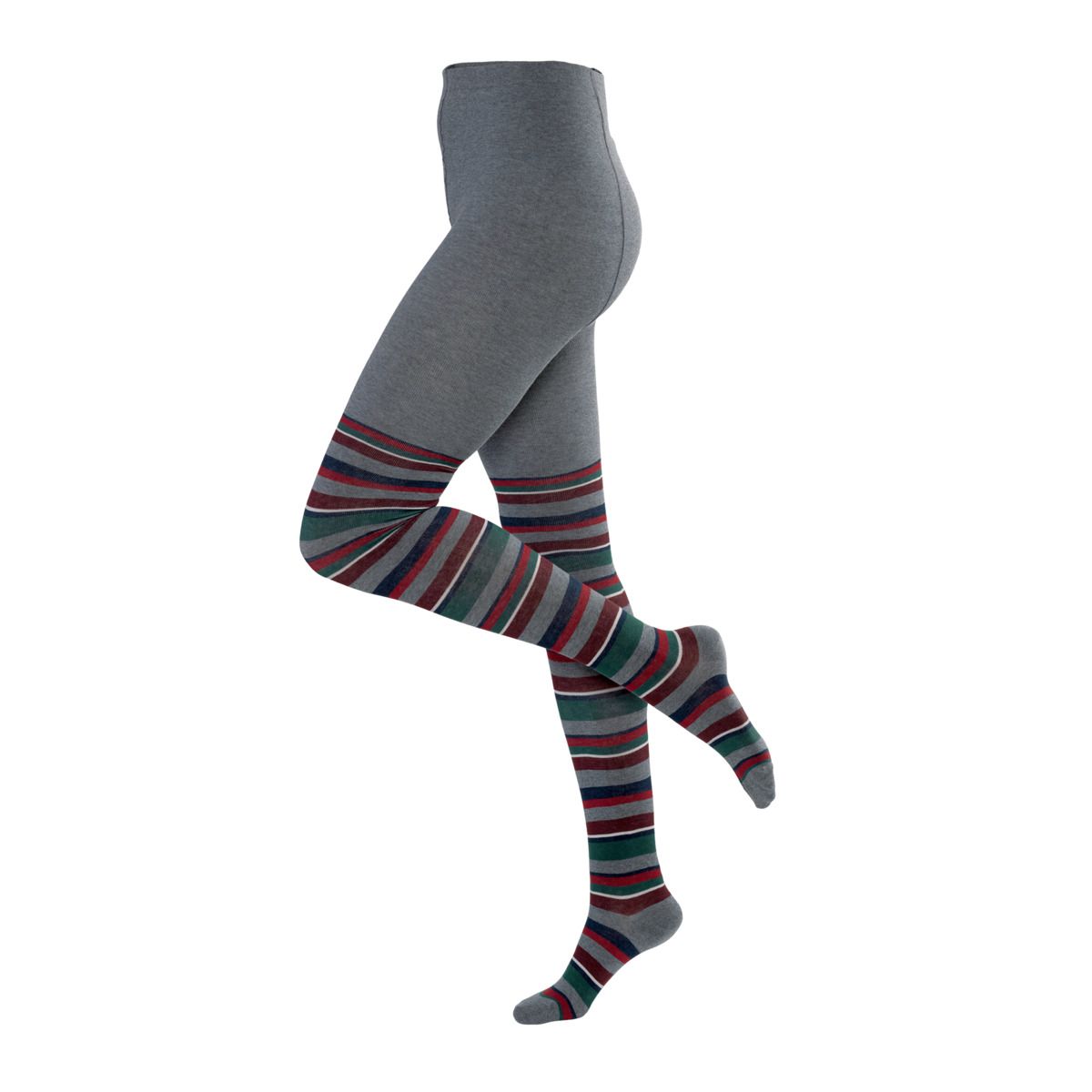 Gestreifte Strickstrumpfhose aus Bio-Baumwolle