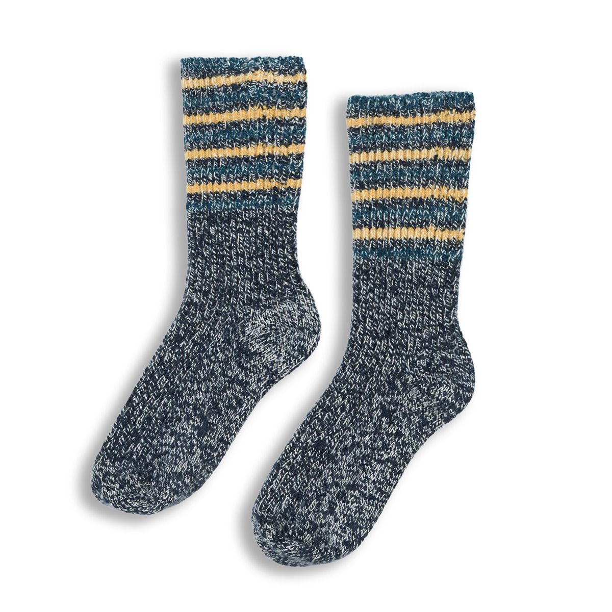 Gestreifte Wollmischsocken mit Rippstrick