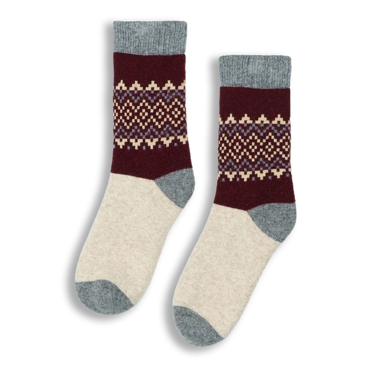 Socken mit traditionellem Norwegermuster