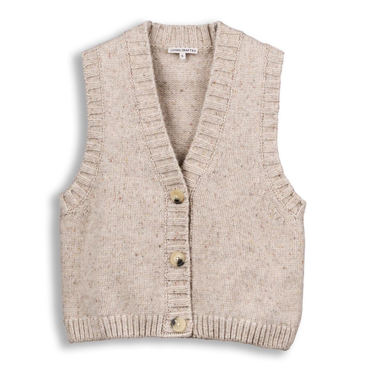 Verkürzte Wollstrickweste mit Tweed-Effekt