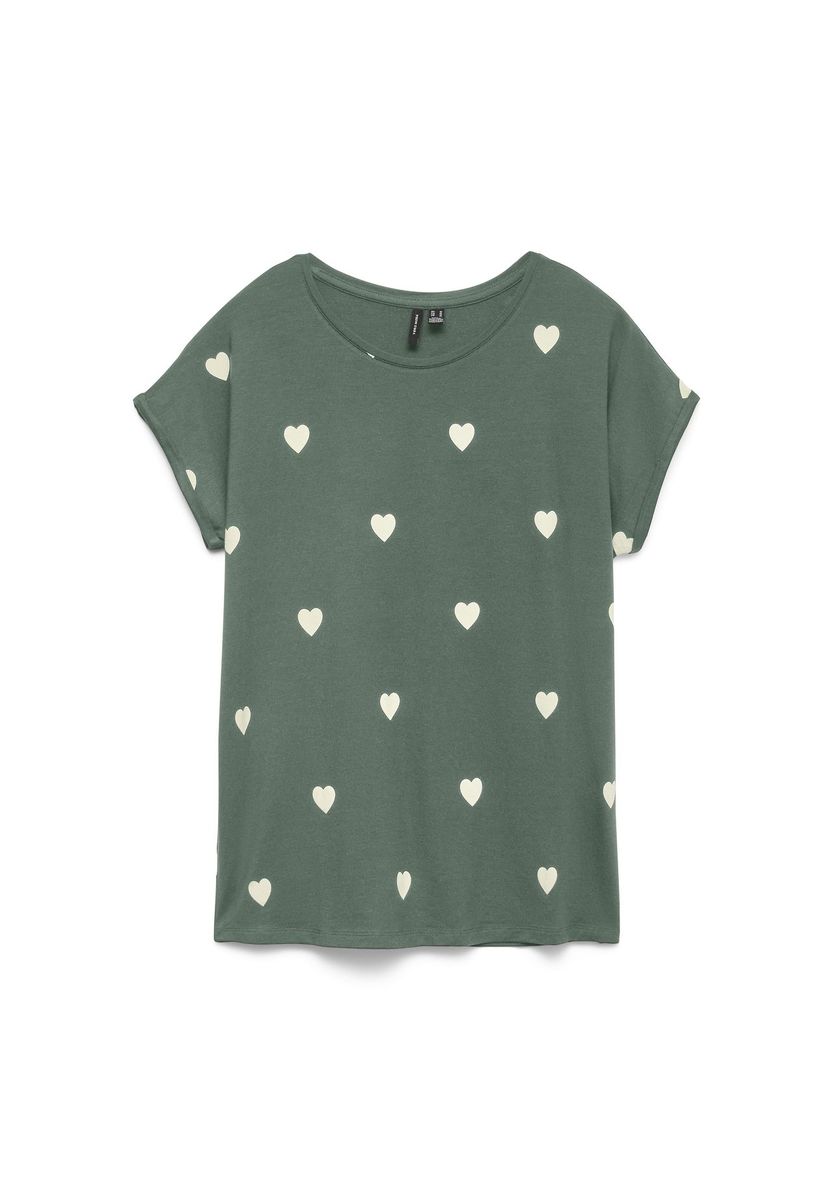 VERO MODA® T-Shirt Ava Plain, Rundhals, für Damen, grün|beige, L