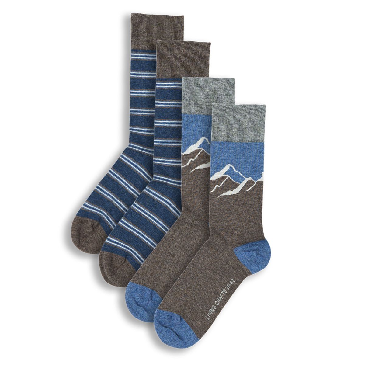Socken mit Bergmotiv und Streifen