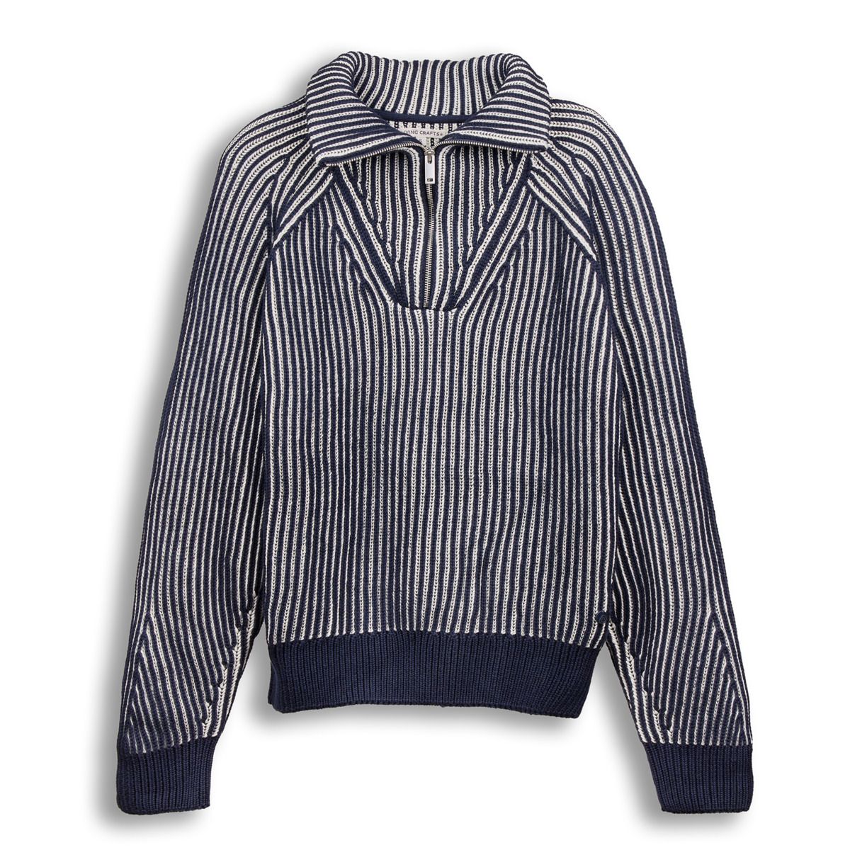 Gestreifter Bio-Baumwoll-Troyer-Pullover