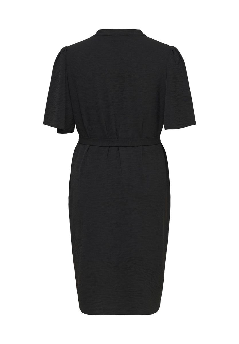 Elegantes, gürtelgebundenes V-Ausschnitt-Midikleid