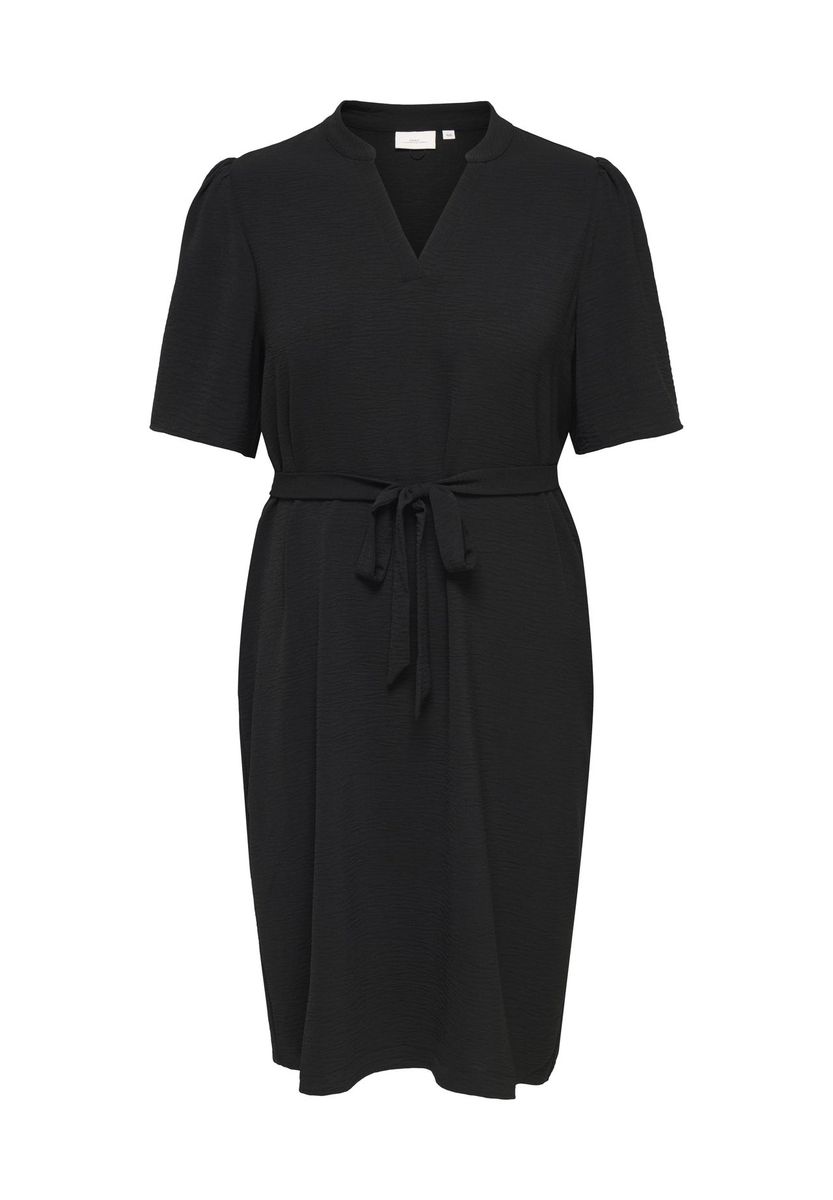 Elegantes, gürtelgebundenes V-Ausschnitt-Midikleid