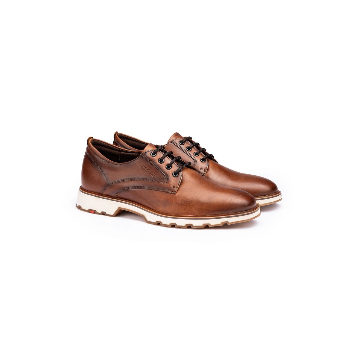 Leder-Derby-Schuhe mit Kontrastsohle