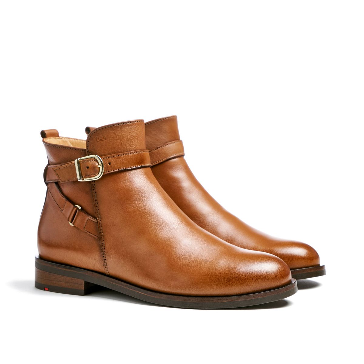 Klassische Glattleder-Stiefeletten mit Schnalle