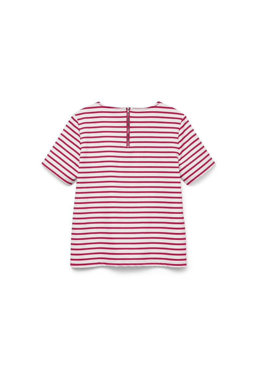 Gestreiftes Kurzarm-T-Shirt mit Reißverschluss