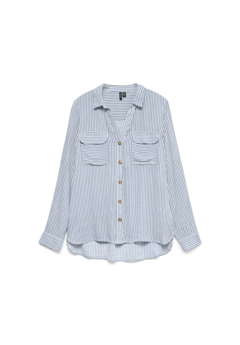 Gestreiftes Langarm-Hemd mit Knopfleiste