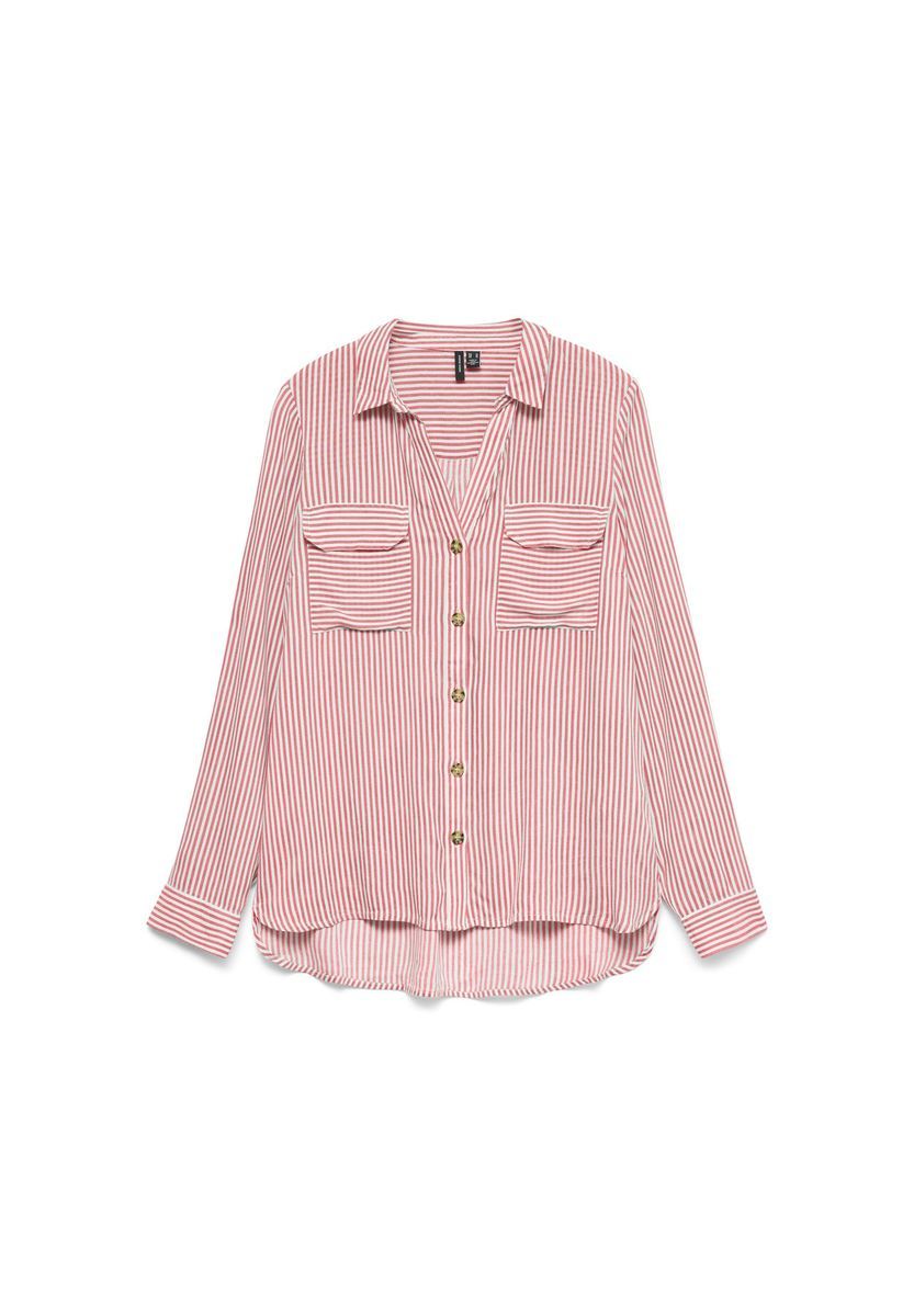 Gestreiftes Hemd mit Knopfleiste und Taschen