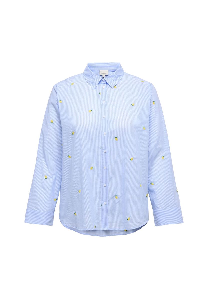 Gestreiftes, besticktes Plus-Size-Hemd