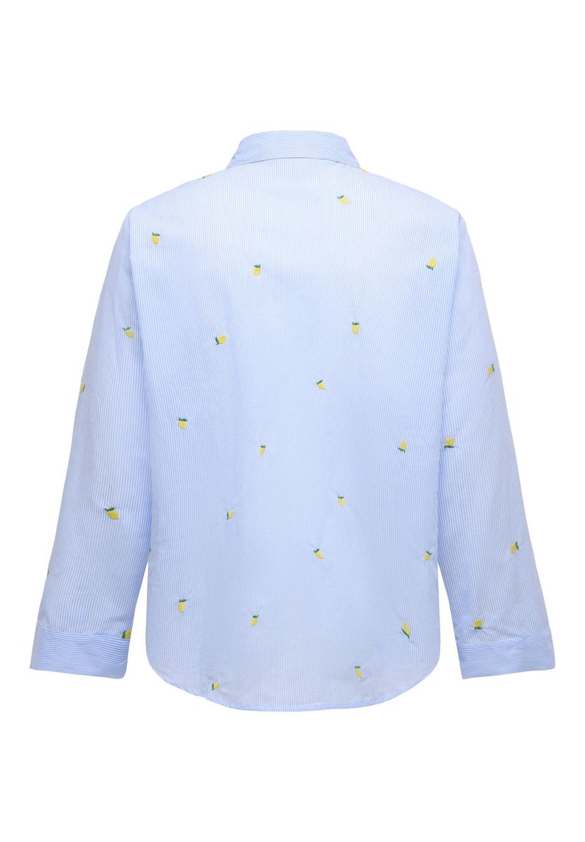 Gestreiftes, besticktes Plus-Size-Hemd