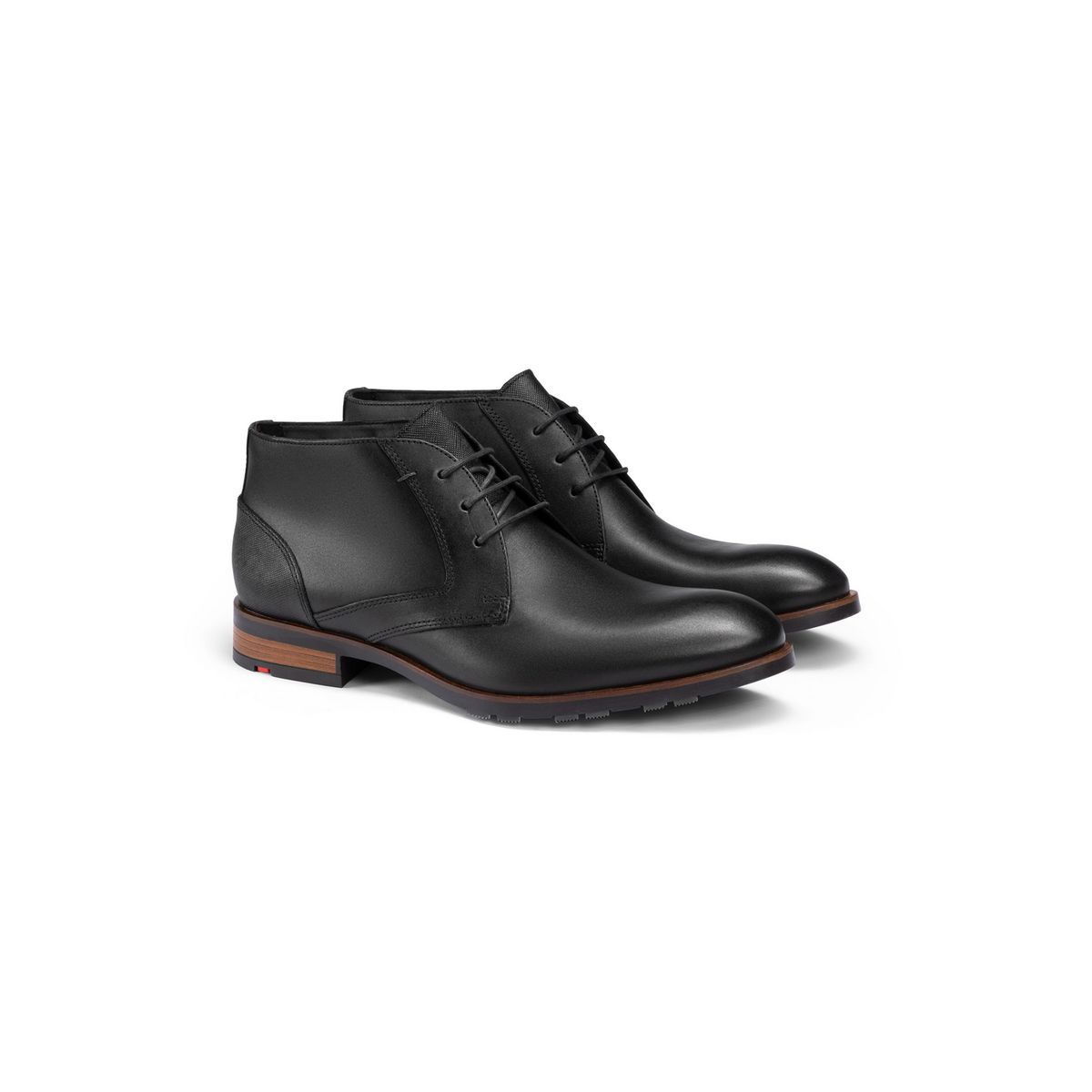 Strukturierte Leder-Derby-Stiefeletten