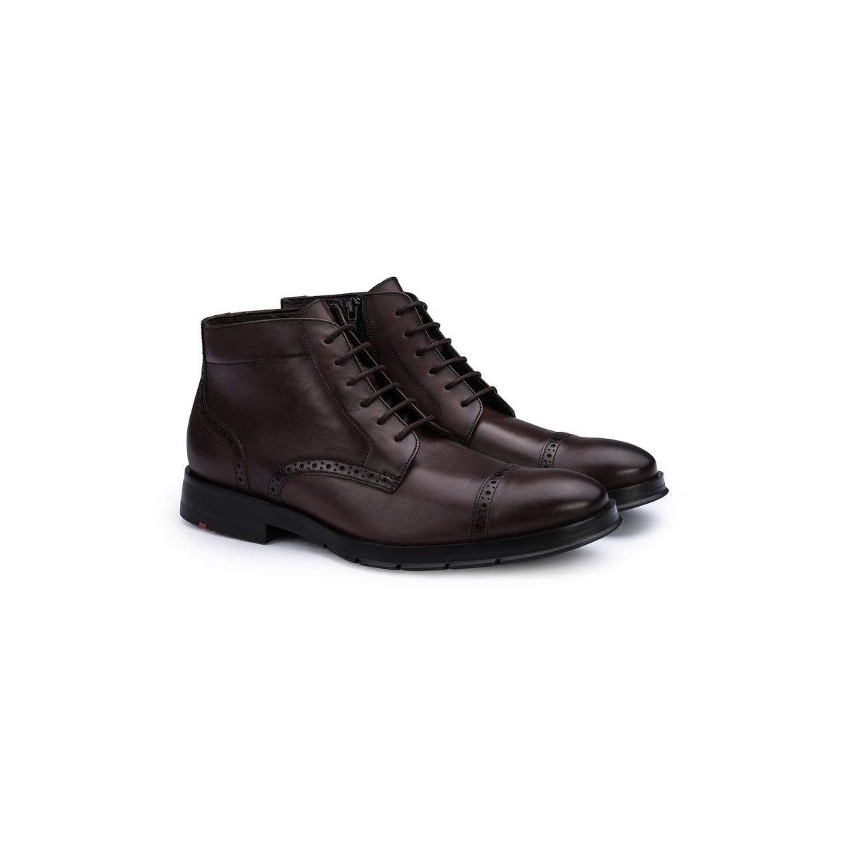 Brogue Leder-Schnürstiefeletten