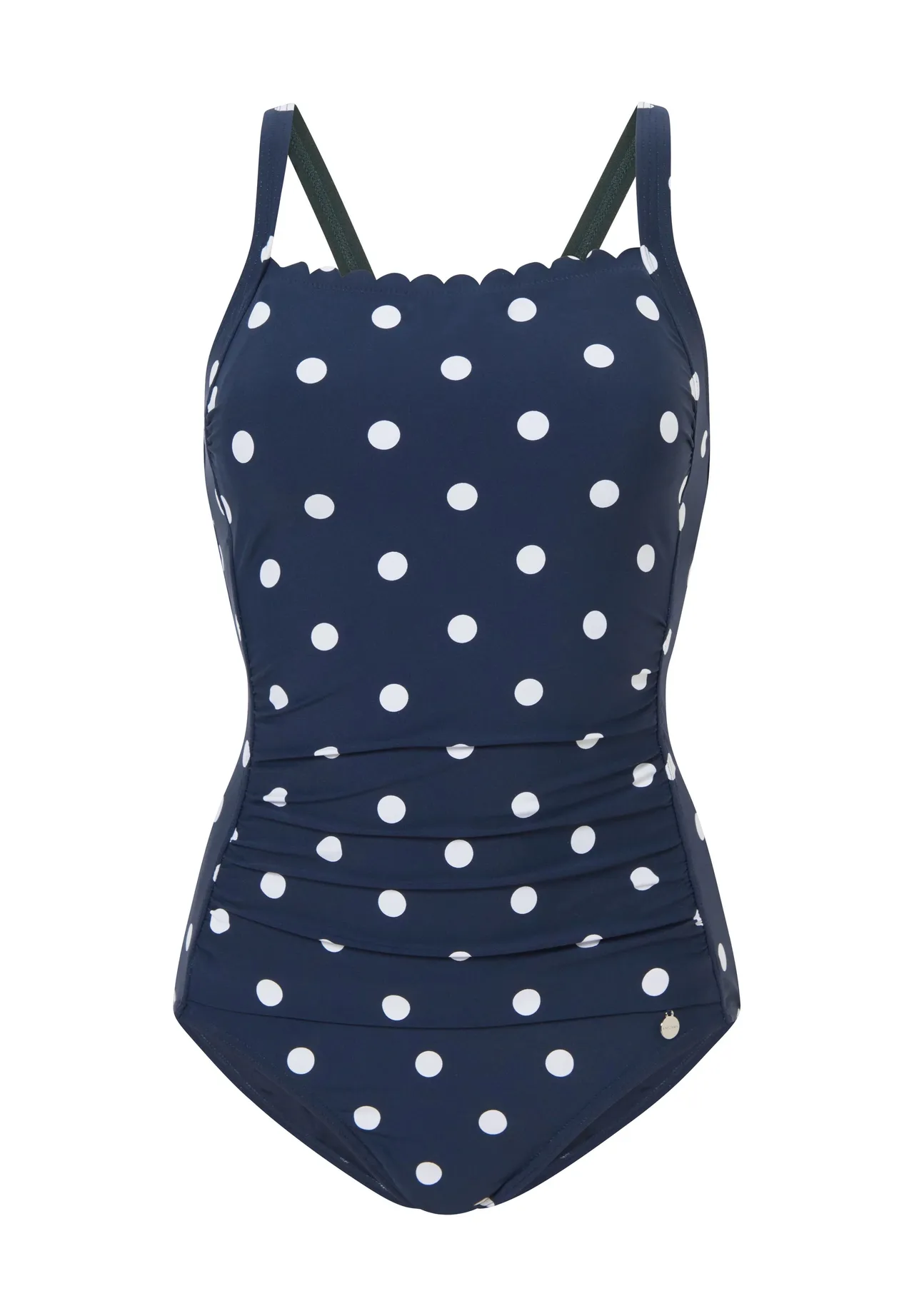 Polka-Dot-Badeanzug mit Muschelsaum