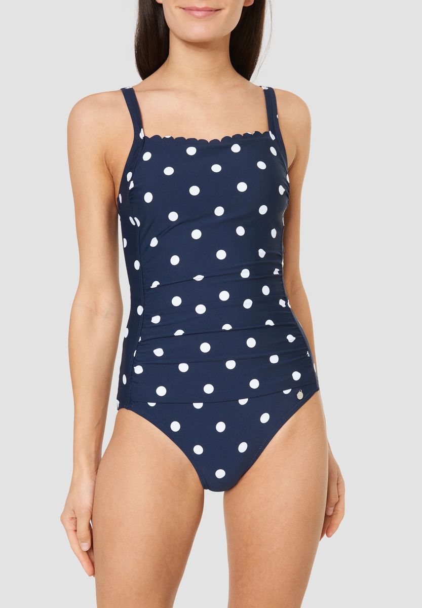 Polka-Dot-Badeanzug mit Muschelsaum