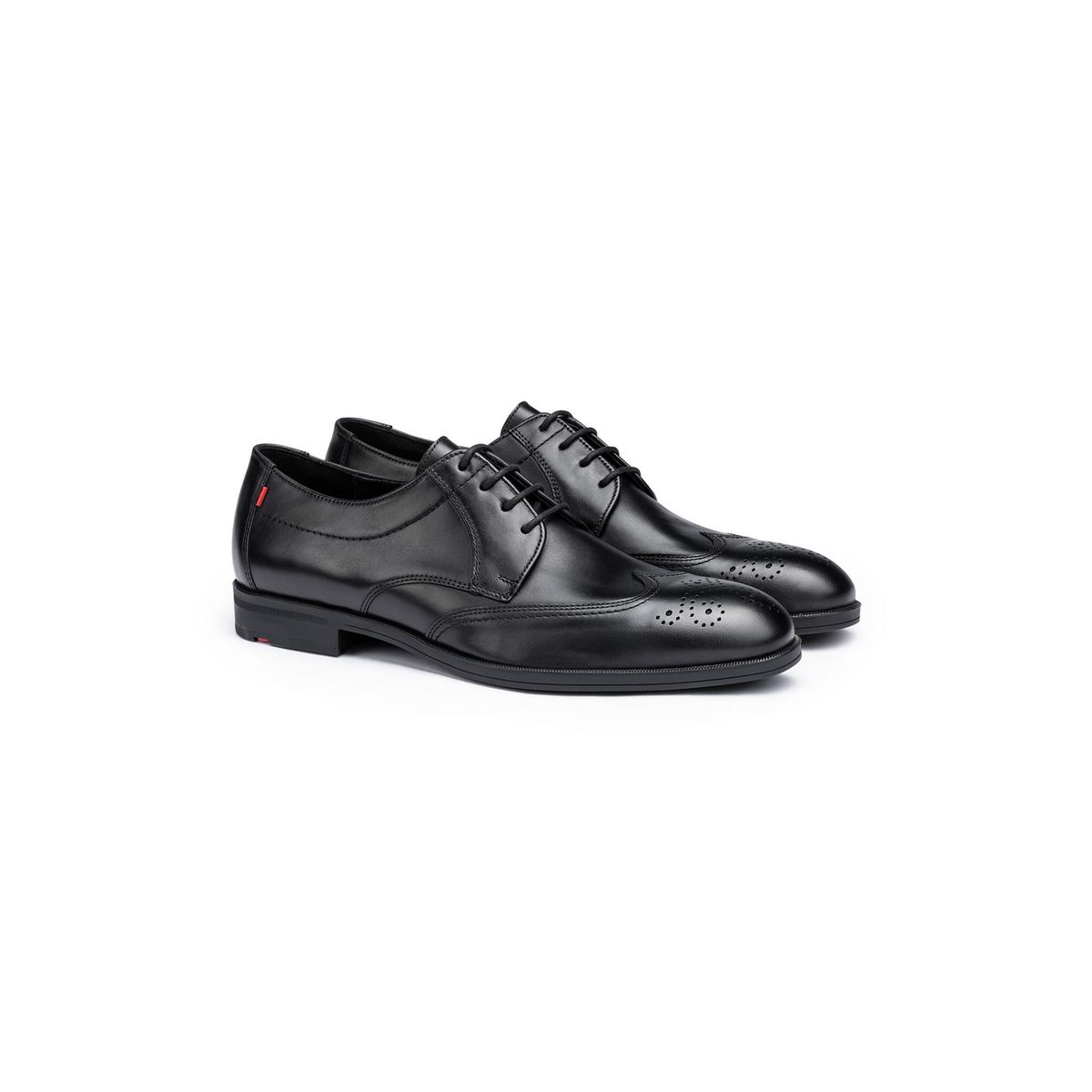 Klassische Leder-Derby-Schuhe mit Brogue-Verzierung