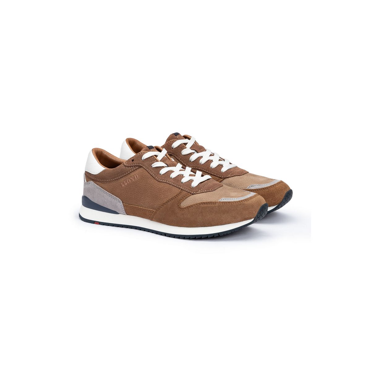 Low Top Sneaker aus Narben- und Rauleder