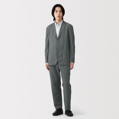 Leichter Blazer aus Seersucker-Mischgewebe