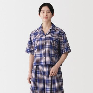 Kastiges Kurzarmhemd mit Madras-Karo