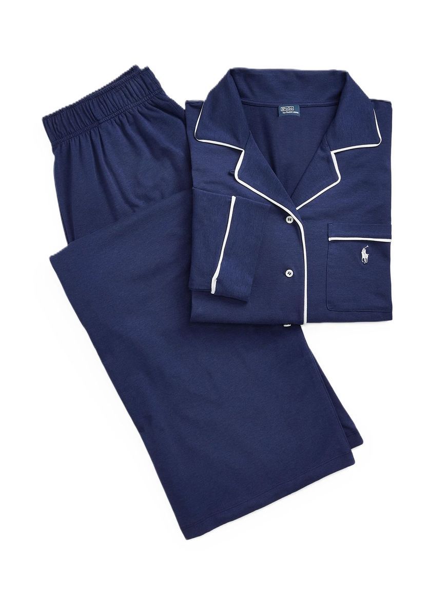 Klassisches Schlafanzug-Set mit Paspelbesatz