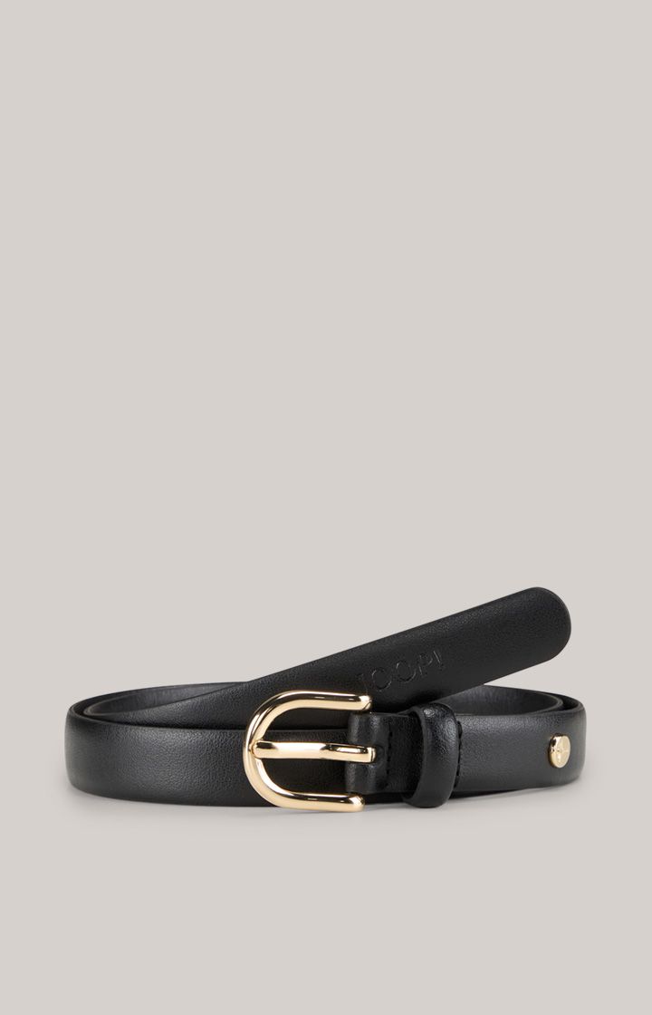 Joop! Schwarzer Ledergürtel mit goldener Schnalle und Logodetail