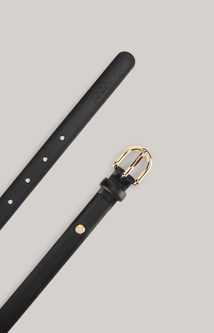 Joop! Schwarzer Ledergürtel mit goldener Schnalle und Logodetail